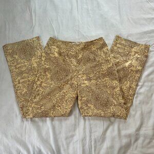 Talbots Yellow Velvet Y2K Ornate Pattern High Waist Pants | Size 6